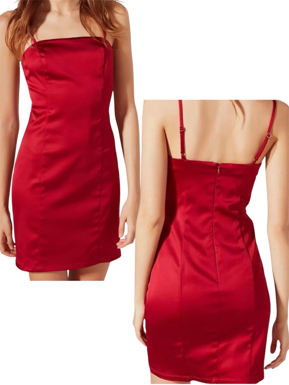 Urban Outfitters Val Straight-Neck Satin Mini Dress Size XS